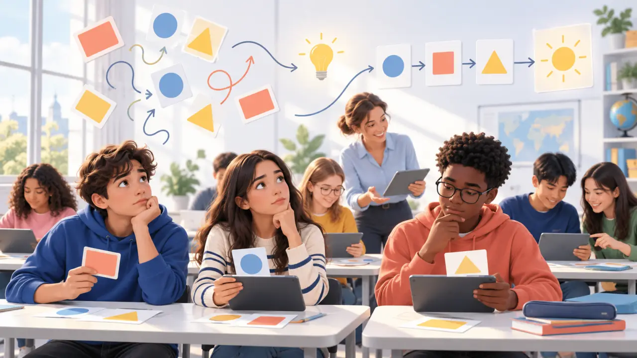 Lycéens travaillant en groupe dans une salle de classe moderne