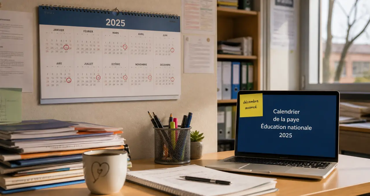 Calendrier de la paye Éducation nationale 2025 : dates mensuelles, délais bancaires et décembre avancé